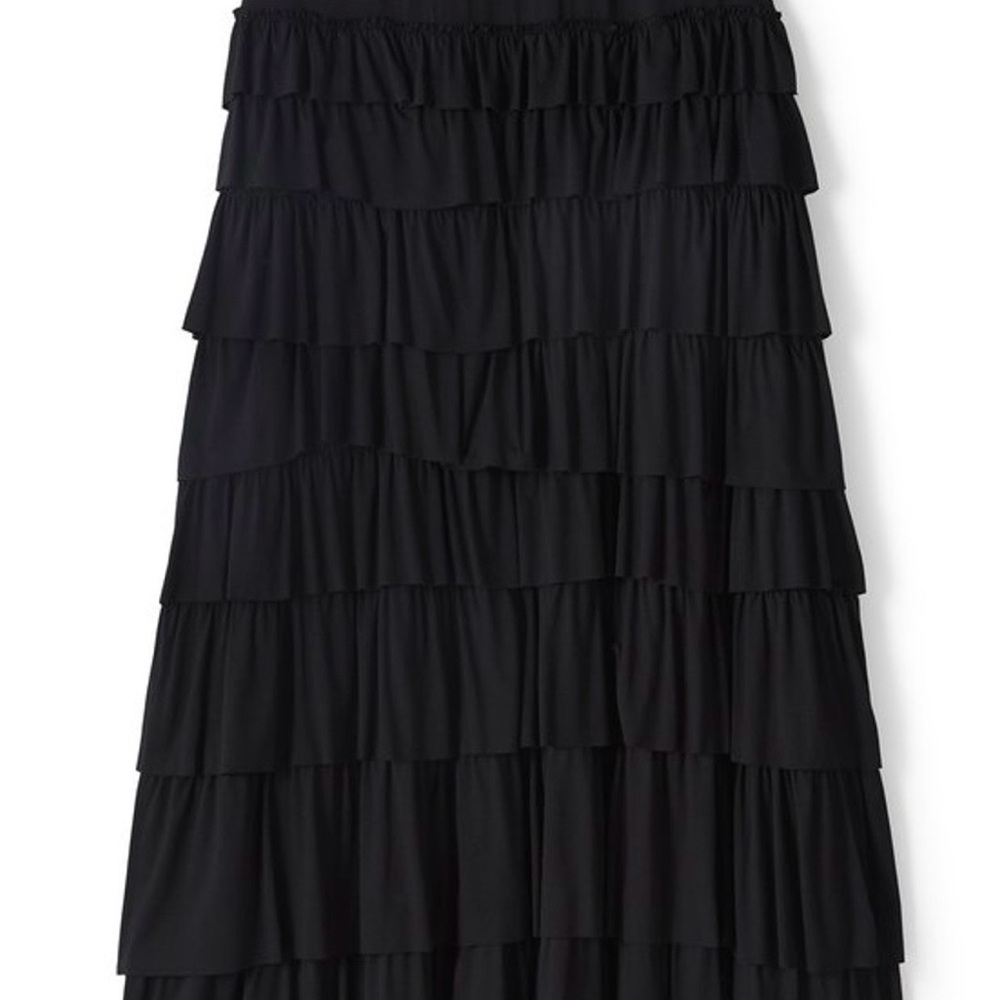 NWT Soft Surroundings Black Tiered Knit Maxi Skirt - Picture 2 of 8